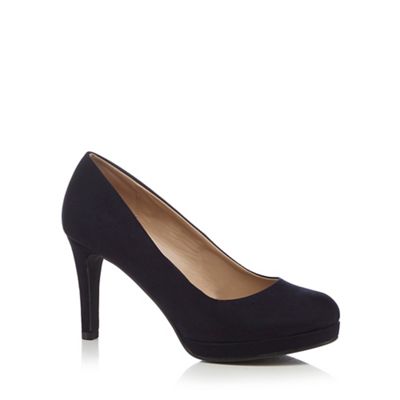 Navy high wide fit court shoes